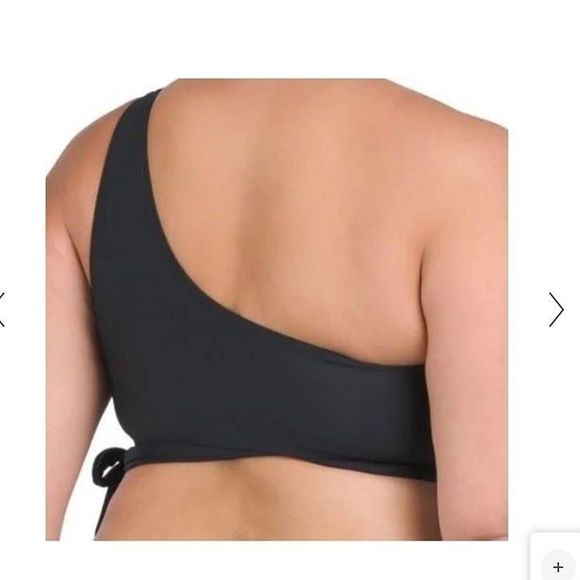 La Blanca NWT Sz 16W Black Multi Plus One Shoulder Swimsuit Top - Picture 5 of 6